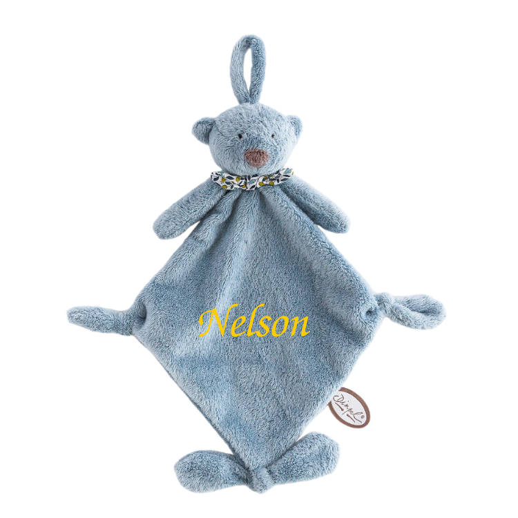  - noann the bear - comforter with soother holder blue 25 cm 